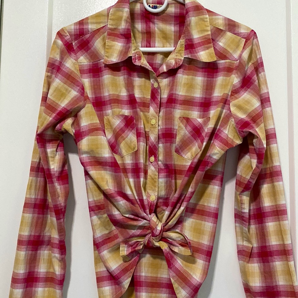 tilt Long Sleeve Plaid Button Up Shirt |Size XL